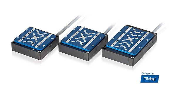 V-522, V-524, and V-528 linear stages with flat voice coil motors for high dynamics and compact installation space